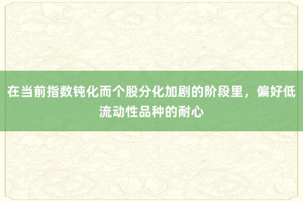 在当前指数钝化而个股分化加剧的阶段里,偏好低流动性品种的耐心