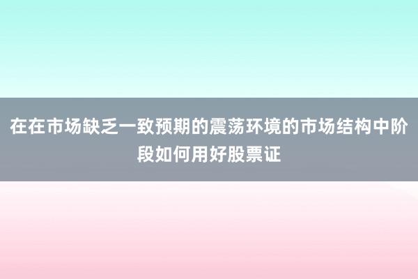 在在市场缺乏一致预期的震荡环境的市场结构中阶段如何用好股票证