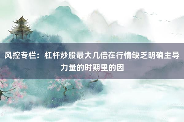 风控专栏：杠杆炒股最大几倍在行情缺乏明确主导力量的时期里的因