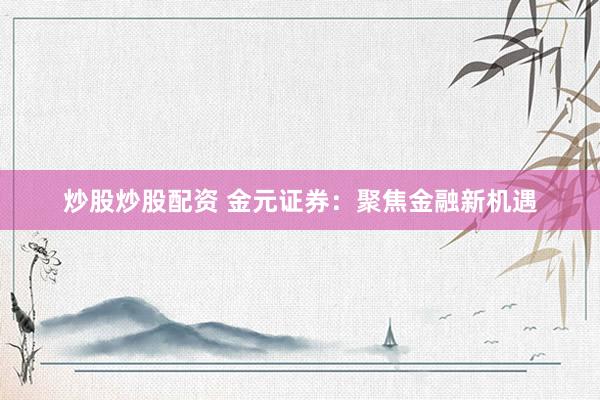 炒股炒股配资 金元证券：聚焦金融新机遇