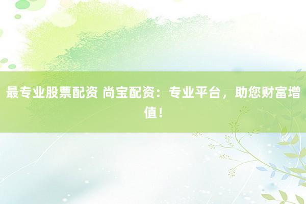 最专业股票配资 尚宝配资：专业平台，助您财富增值！